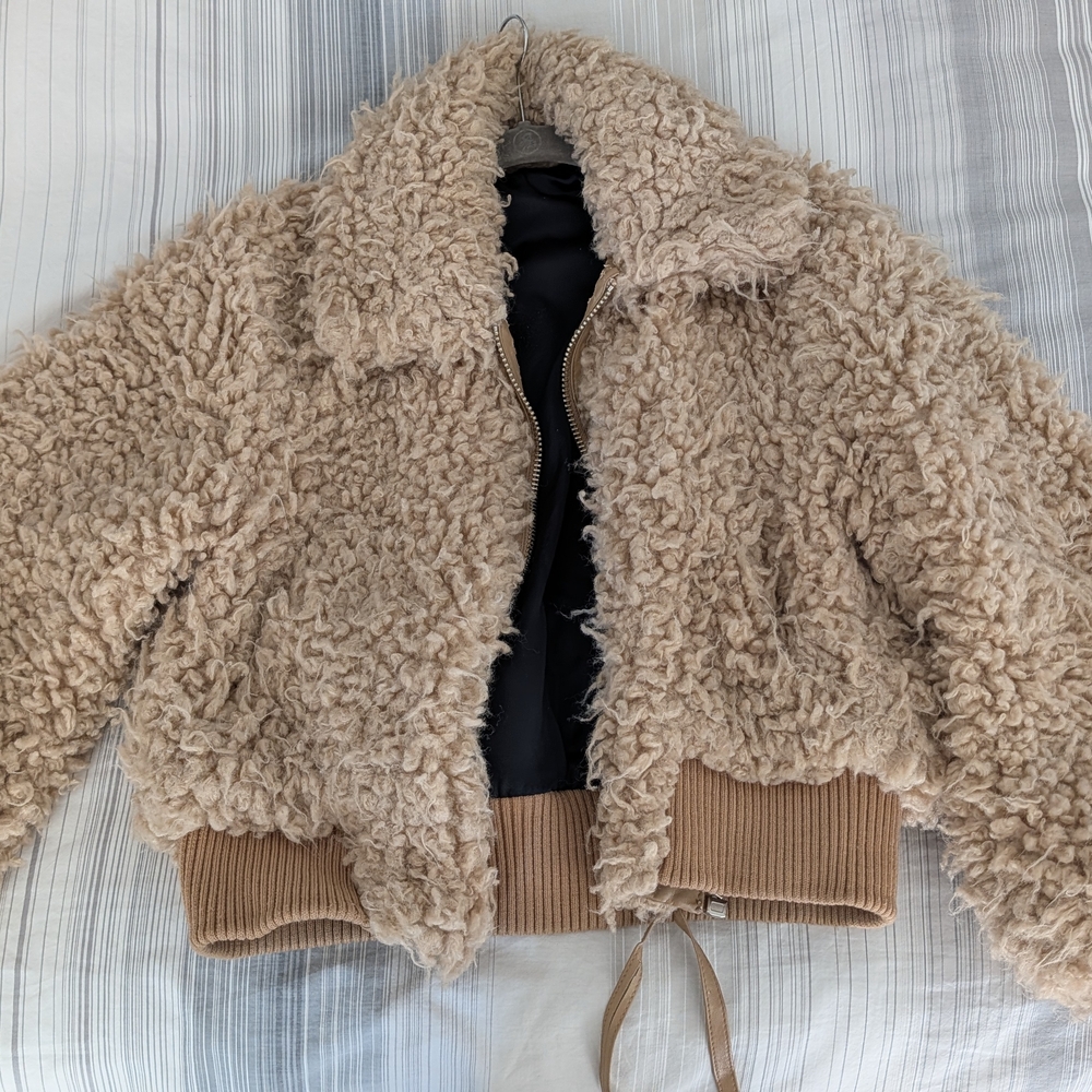 The Frankie Shop Taupe Sherpa Bomber Jacket